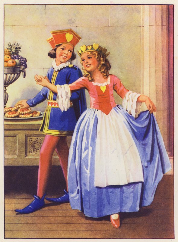 Hjerter Dame og Hjerter Knægt (farvelitografi) af English School