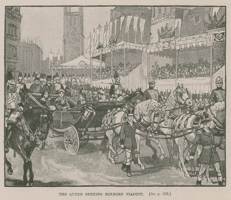 Dronningen åbner Holborn Viaduct, London af English School
