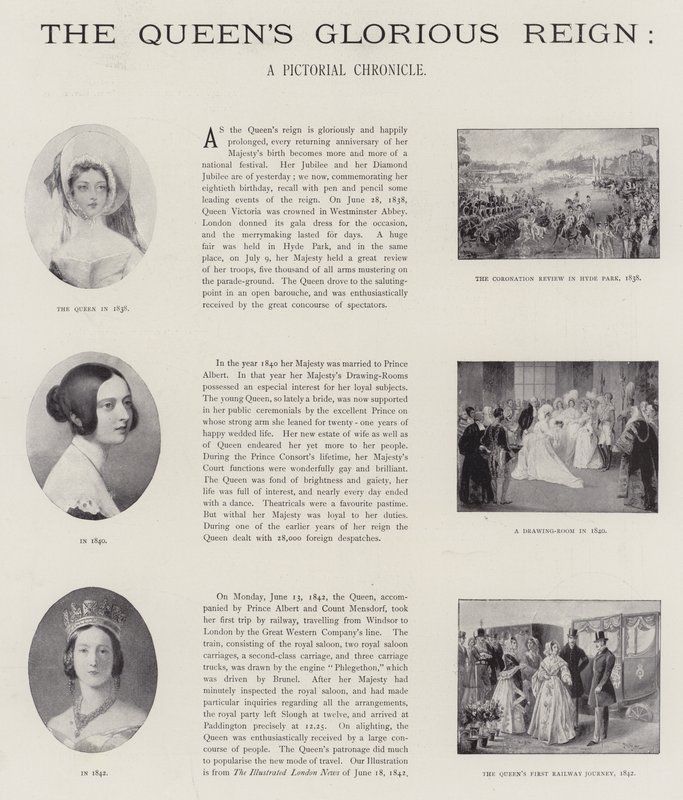Dronningens glorværdige regeringstid (litho) af English School