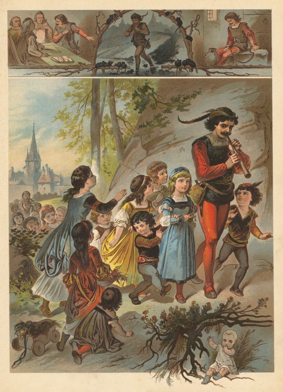 Rottefængeren fra Hameln (chromolitho) af English School