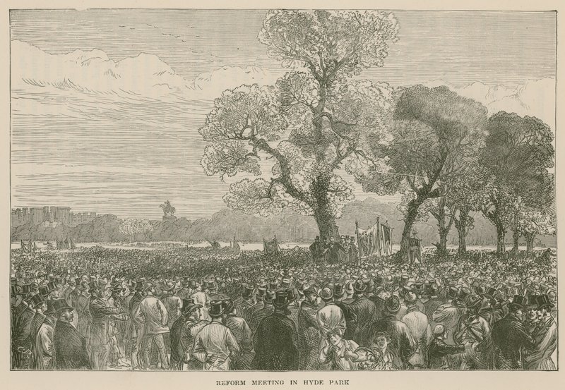 Reformdemonstrationen i Hyde Park, 6. maj 1867 af English School