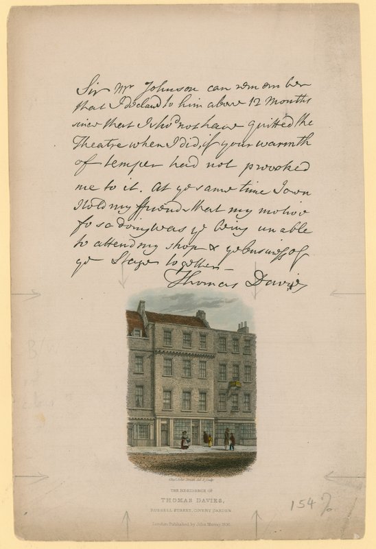 The Residence of Thomas Davies, Russell Street, Covent Garden, London af English School