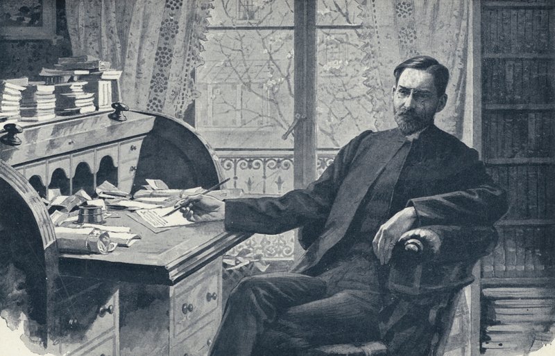 Pastor Hugh Price Hughes i hans studie (litho) af English School