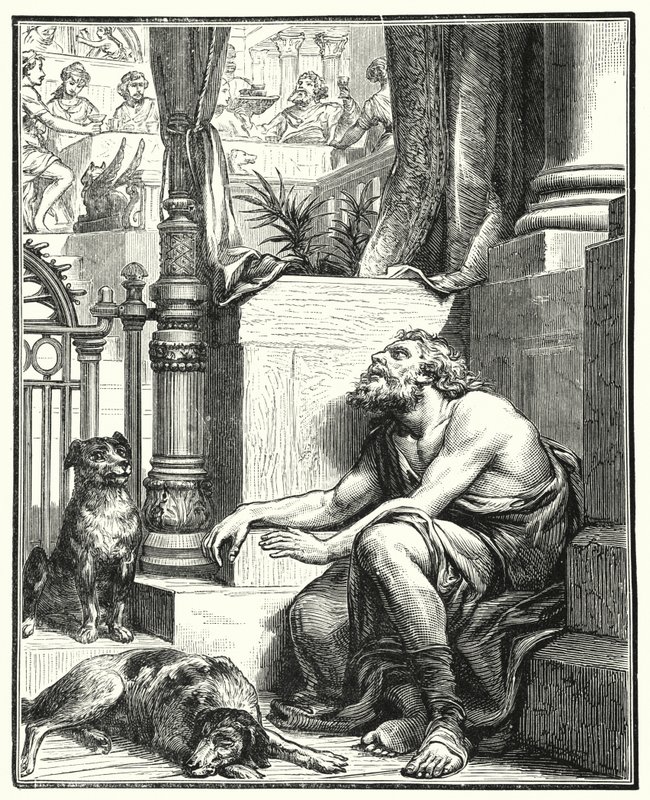 Den rige mand og Lazarus (gravering) af English School