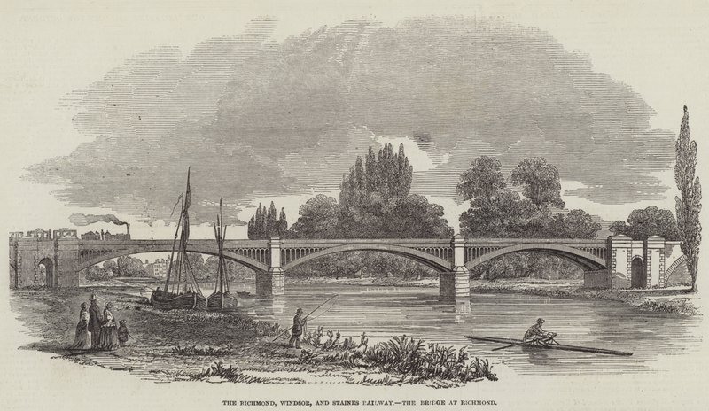 Richmond, Windsor og Staines Railway Bridge ved Richmond (gravering) af English School