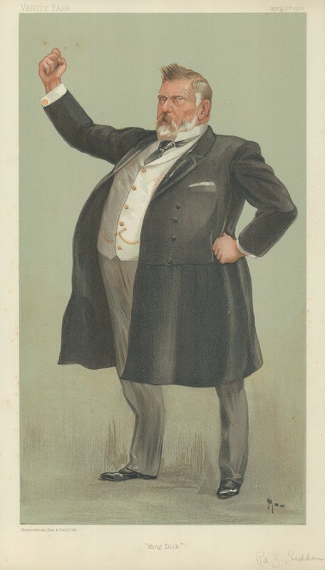 The Right Hon Richard John Seddon, King Dick, 17. april 1902, Vanity Fair tegnefilm af English School