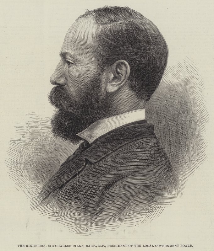 Højre ærede Sir Charles Dilke, Baronet, MP, formand for den lokale regerings bestyrelse (gravering) af English School