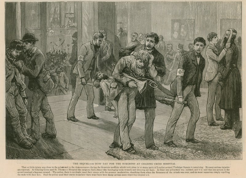The Riot in Trafalgar Square: Efterfølgeren - en travl dag for kirurgerne på Charing Cross Hospital af English School