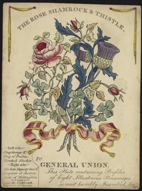 Rosen, Shamrock og Thistle til General Union (farvegravering) af English School
