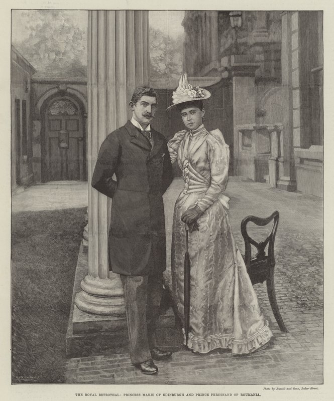 Den Kongelige Trolovelse, Prinsesse Marie af Edinburgh og Prins Ferdinand af Rumænien (gravering) af English School