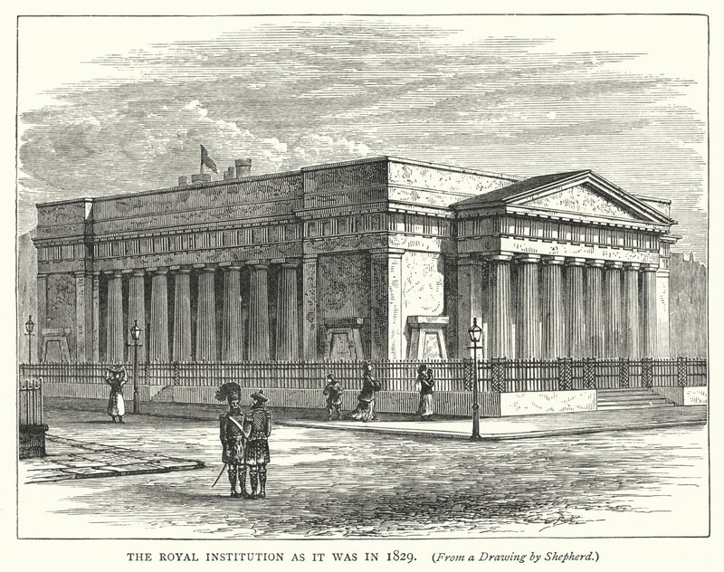 Den kongelige institution som den var i 1829 (gravering) af English School