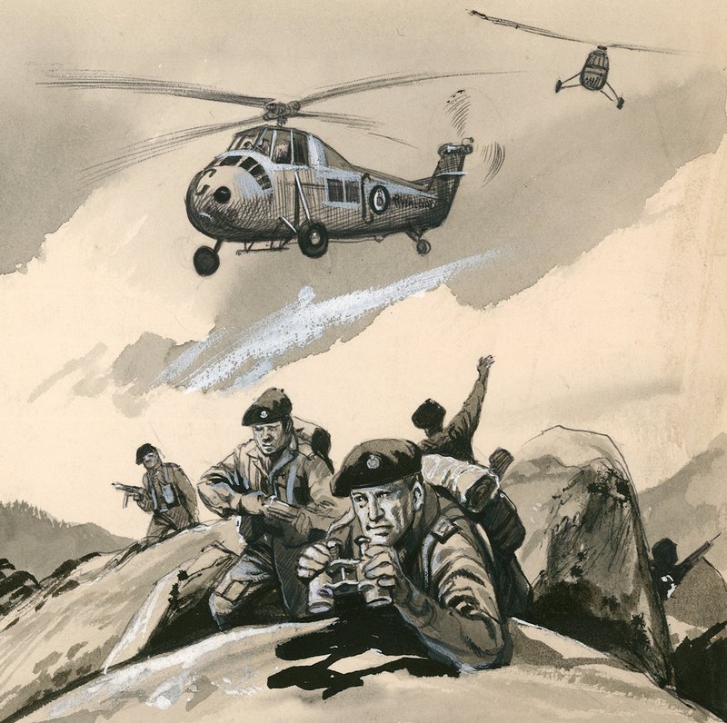 Royal Marine Commandos i et problemsted i 1960