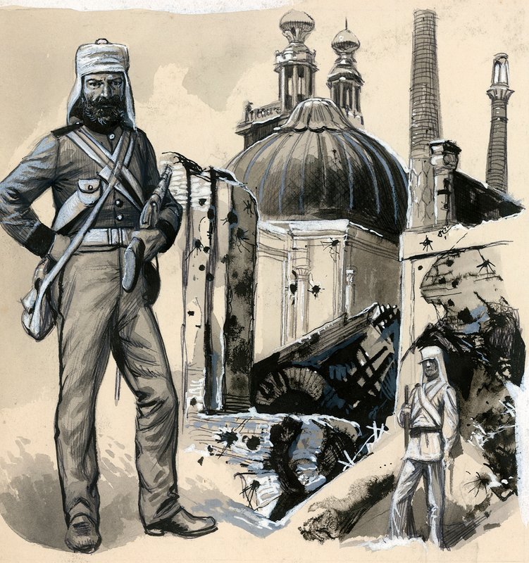 Royal Marines, der hjalp med at lindre belejringen af Lucknow af English School