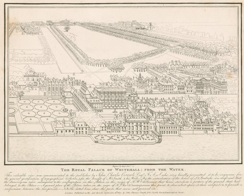 Royal Palace of Whitehall, fra vandet af English School