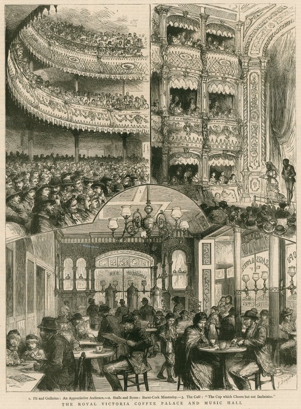 Royal Victoria Coffee Palace og Music Hall, London af English School