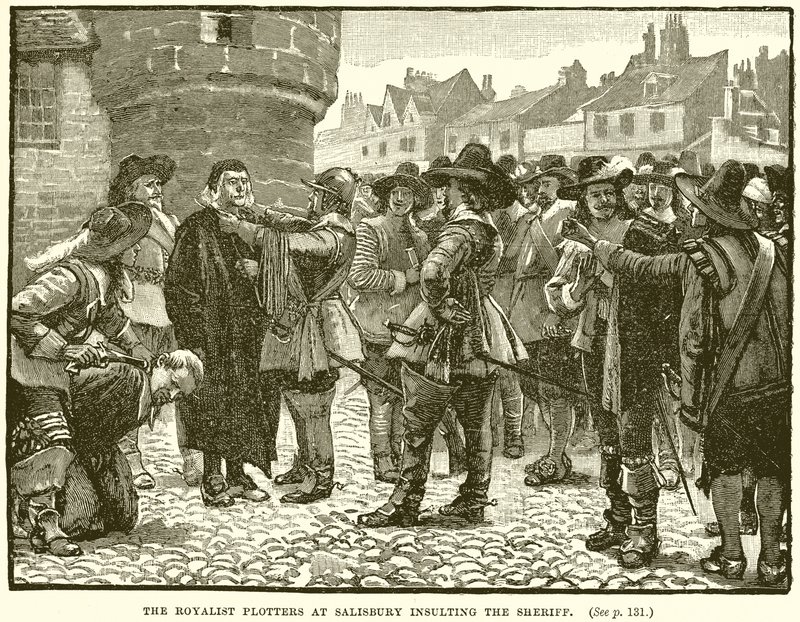 De royalistiske plottere i Salisbury fornærmer sheriffen af English School