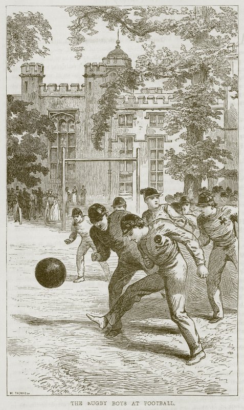 Rugby Boys at Football, illustration fra The Boys Own Volume, ca. 1860 af English School