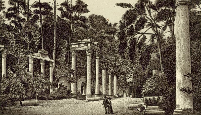 Ruinerne, Virginia Water (litografi) af English School
