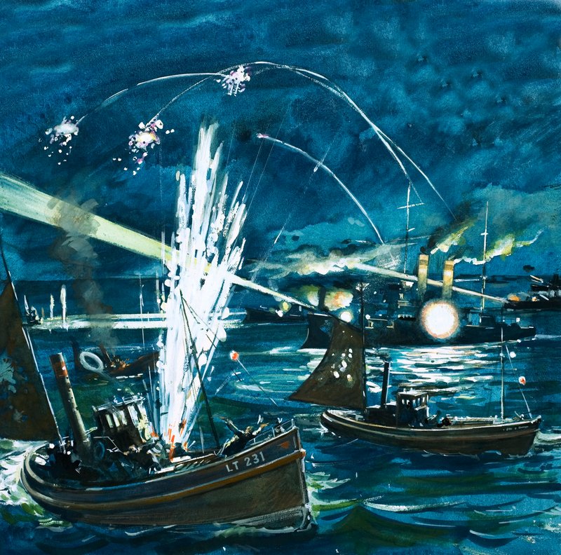De russiske styrker tager fejl af en britisk fiskerflåde for at invadere japanere af English School