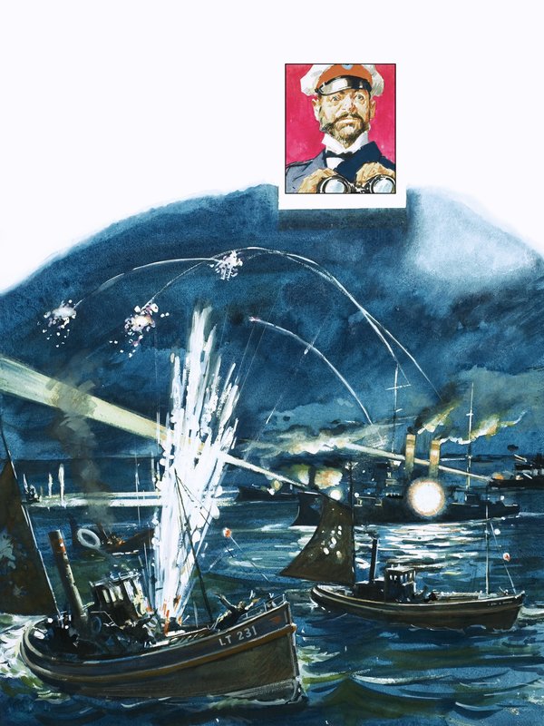 De russiske styrker forveksler en britisk fiskerflåde med invaderende japanske fartøjer i 1904. af English School