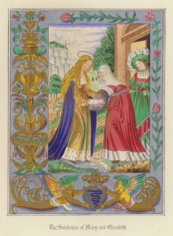 Hilsen til Maria og Elizabeth (farve litho) af English School