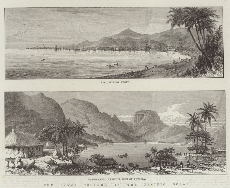 Samoa-øerne i Stillehavet (gravering) af English School