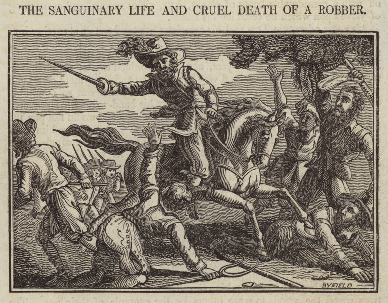 The Sanguinary Life og grusomme død af en røver (gravering) af English School