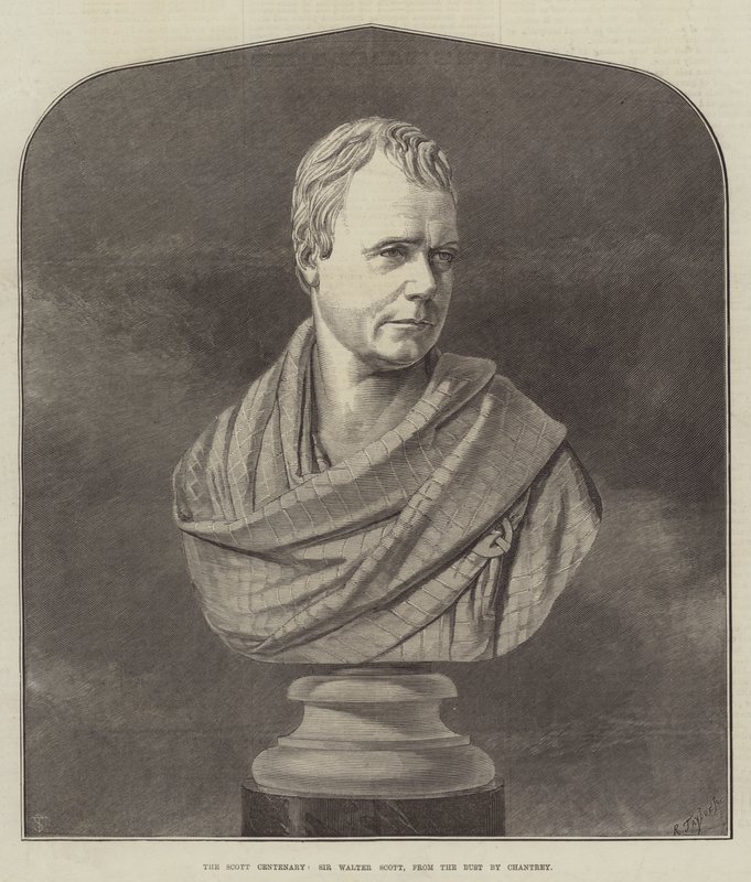 Scott Centenary, Sir Walter Scott, fra busten af Chantrey (gravering) af English School