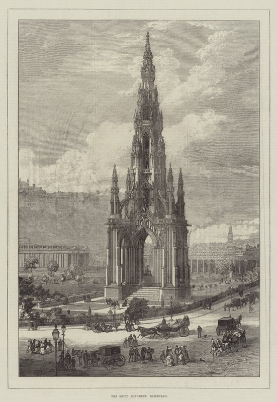 Scott-monumentet, Edinburgh (gravering) af English School