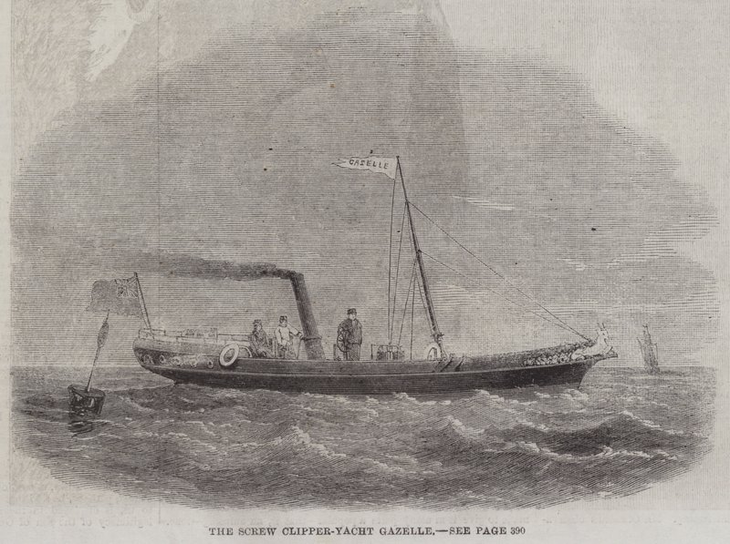 The Screw Clipper-Yacht Gazelle (gravering) af English School