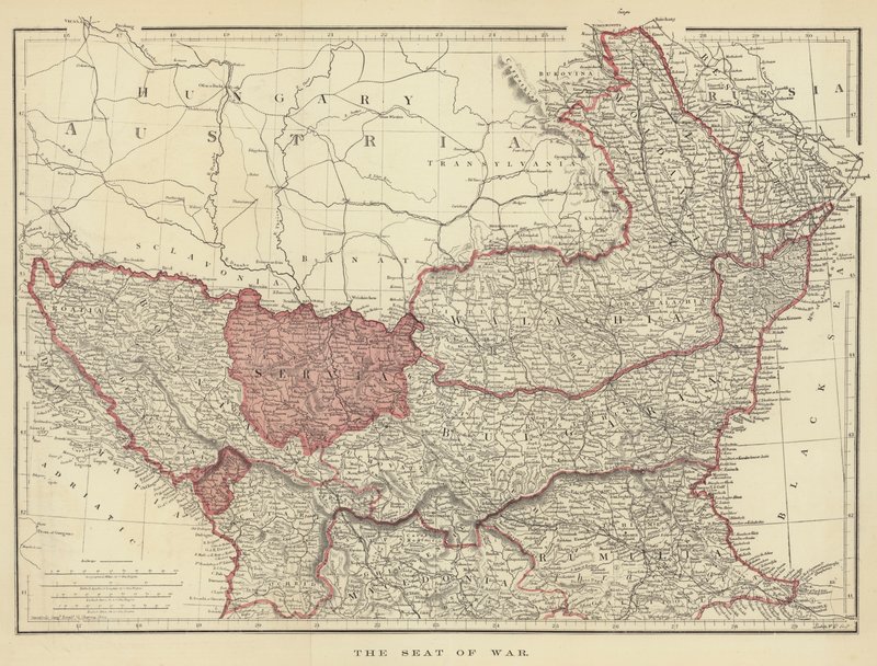 The Seat of War (farve litho) af English School