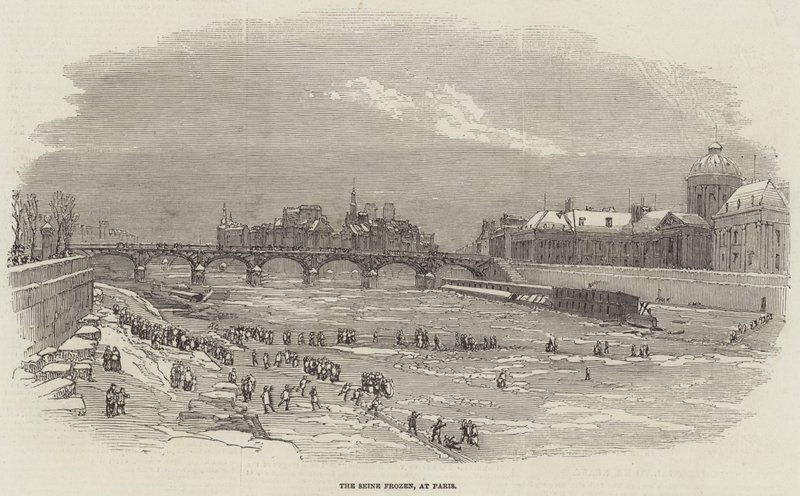 The Seine Frozen, i Paris (gravering) af English School