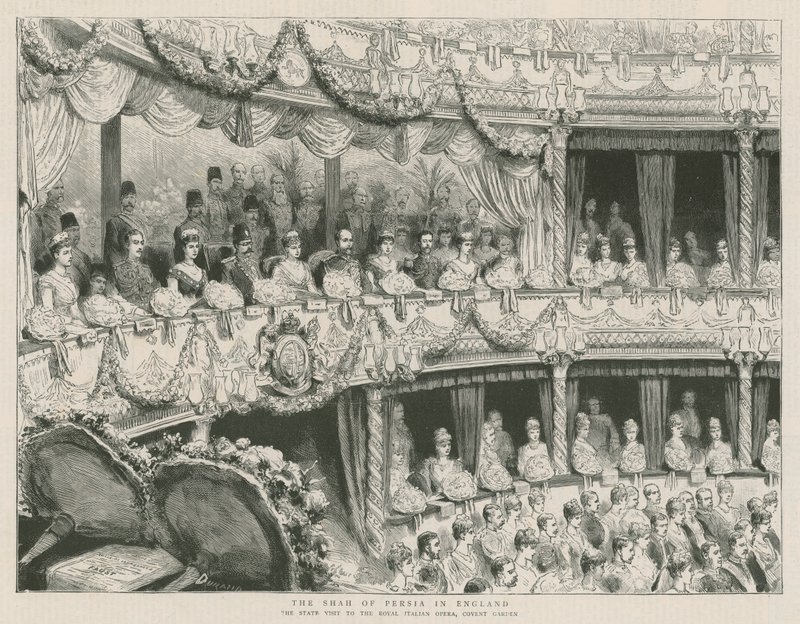 Shahen af Persien i England; Statsbesøget på Royal Italian Opera, Covent Garden af English School