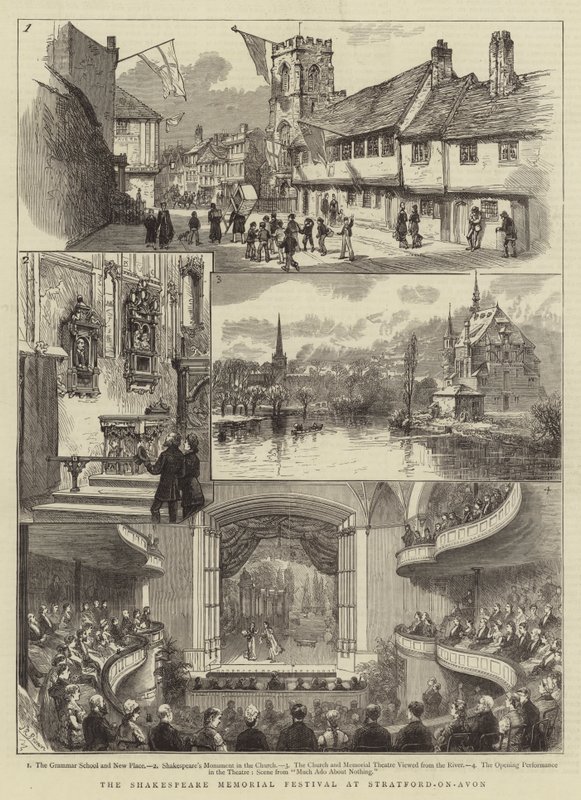 Shakespeare Memorial Festival i Stratford-on-Avon (gravering) af English School