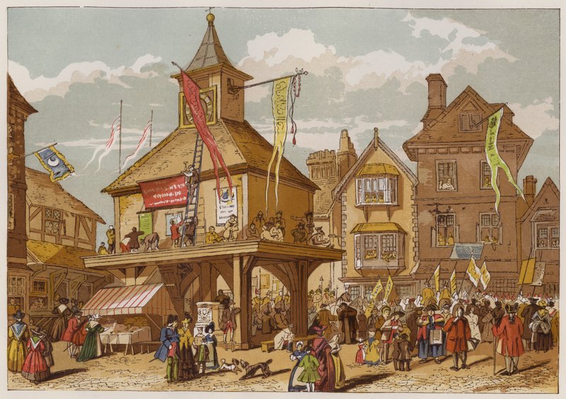 Shakspere Jubilee i Stratford-upon-Avon (farve litho) af English School