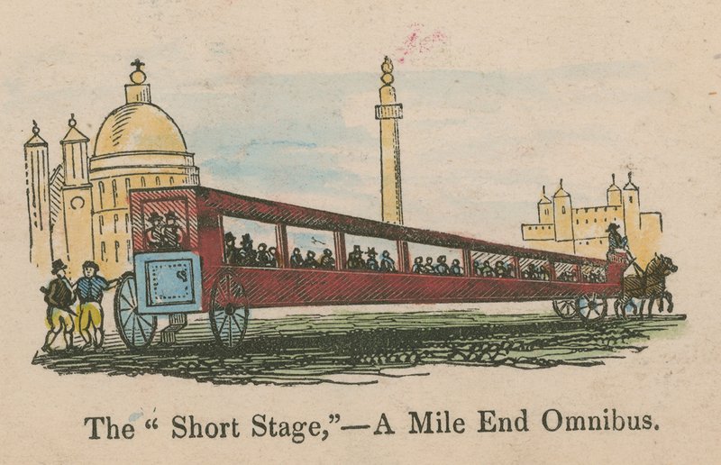 The Short Stage - a Mile End omnibus; tegneserie af English School