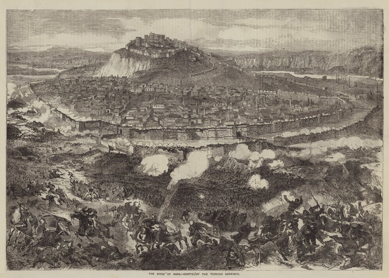 The Siege of Kars, Sortie af den tyrkiske garnison (gravering) af English School