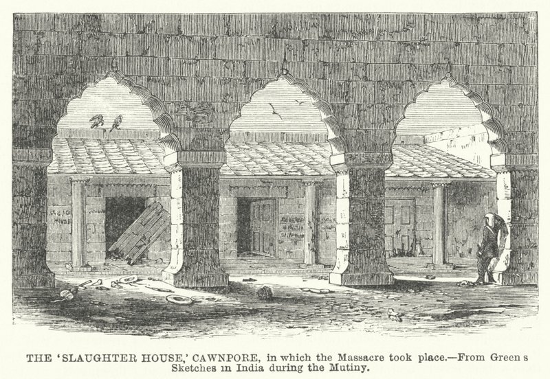 "Slagterhuset", Cawnpore, hvor massakren fandt sted af English School