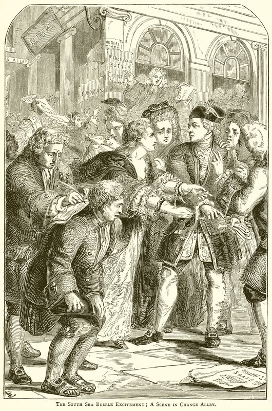 Sydhavsboblens spænding; En scene i Change Alley af English School