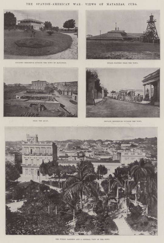 Den spansk-amerikanske krig, udsigt over Matanzas, Cuba (gravering) af English School