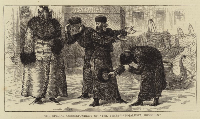 Den særlige korrespondent for "The Times", "Pojalusta, Gospodin" (gravering) af English School