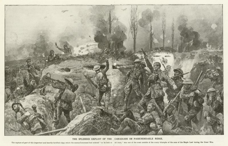 The Splendid Exploit of the Canadians on Passchendaele Ridge, World War I  af English School