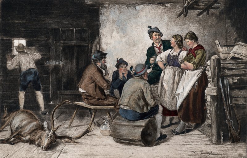 The Sportsmans Rest (fotogravure i farve) af English School
