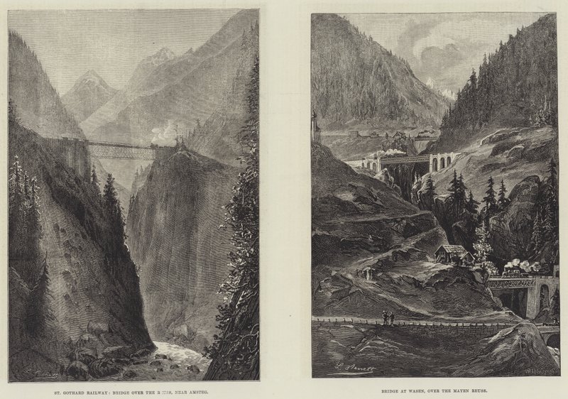 St Gothard Railway Tunnel (gravering) af English School