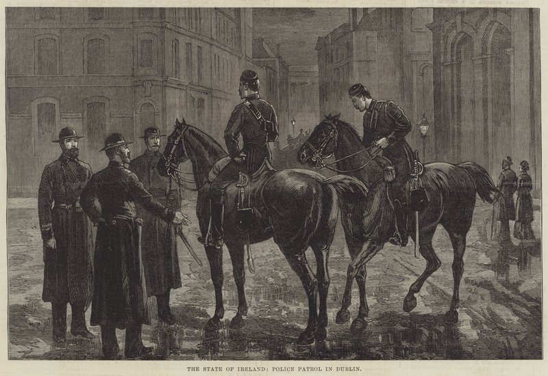 Staten i Irland, politipatrulje i Dublin (gravering) af English School