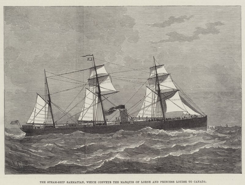 Steam-Ship Sarmatian, som formidler markisen af Lorne og prinsesse Louise til Canada (gravering) af English School
