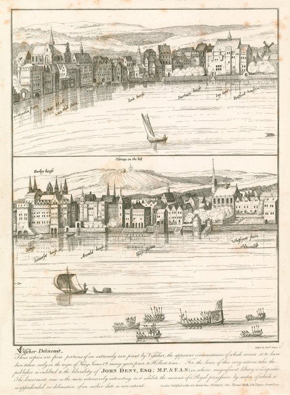 The Strand, London, fra Themsen i det 17. århundrede af English School
