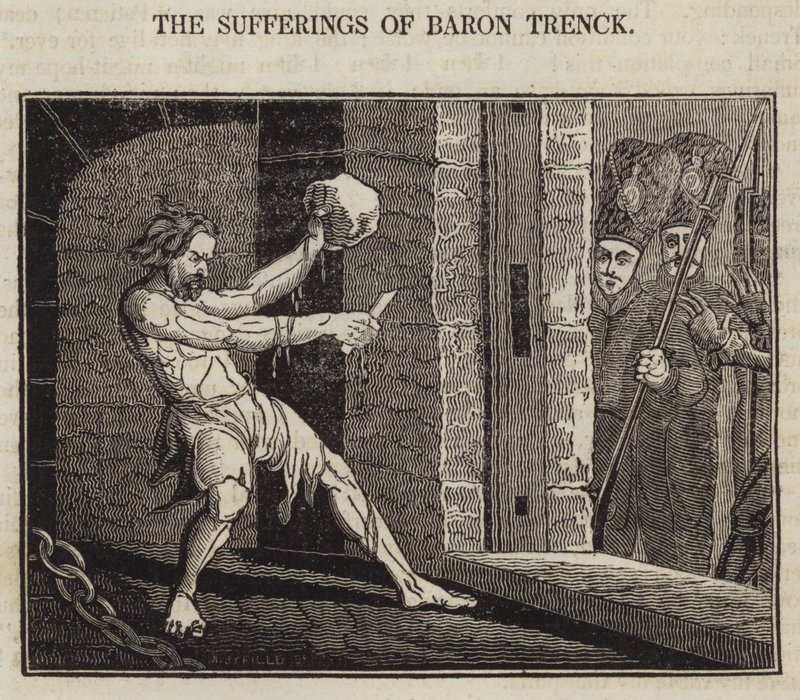 Baron Trencks lidelser (stik) af English School