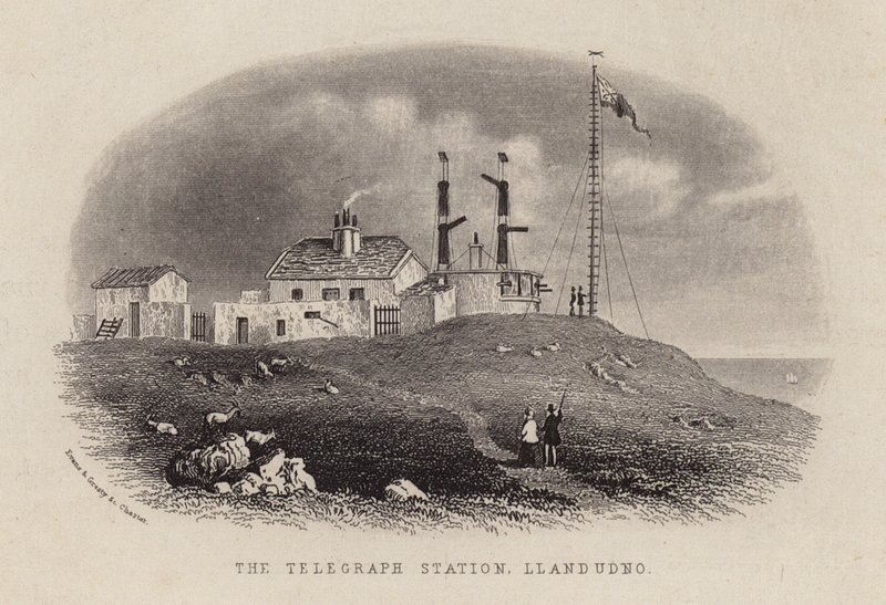 Telegrafstationen, Llandudno (kobberstik) af English School