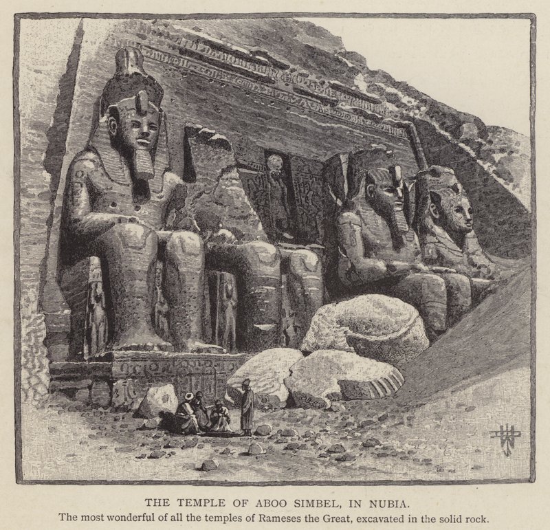 Aboo Simbels tempel i Nubia (gravering) af English School